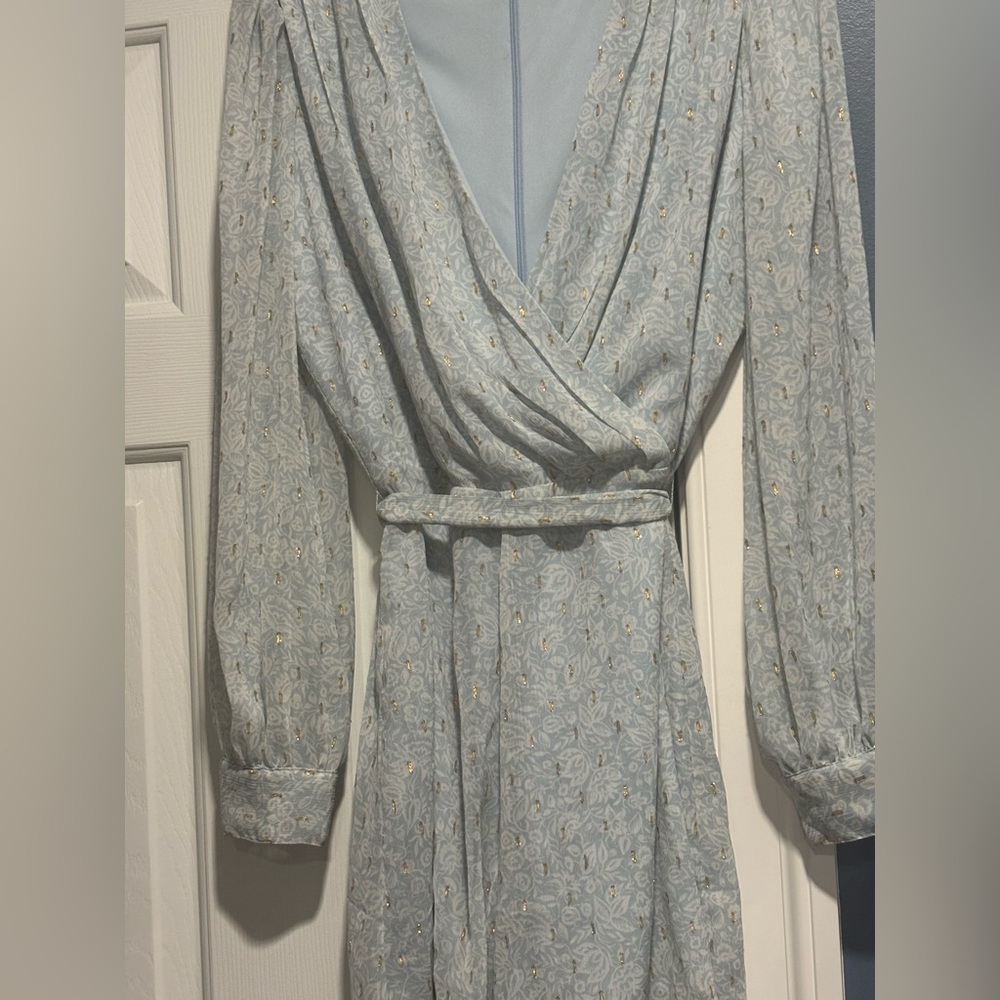 Express Light Blue Floral Long Sleeve Dress